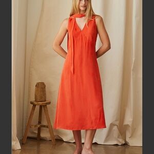 Elegant Orange Midi Dress